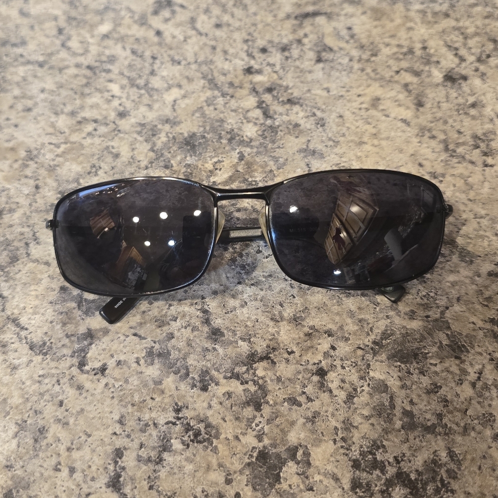 Men's Fossil Metal Frame Rectangular Square Polarized Black Sunglasses MIL51S